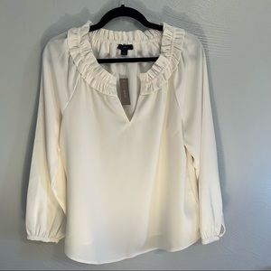 New with tags! 365 crepe Jcrew cream ruffle top